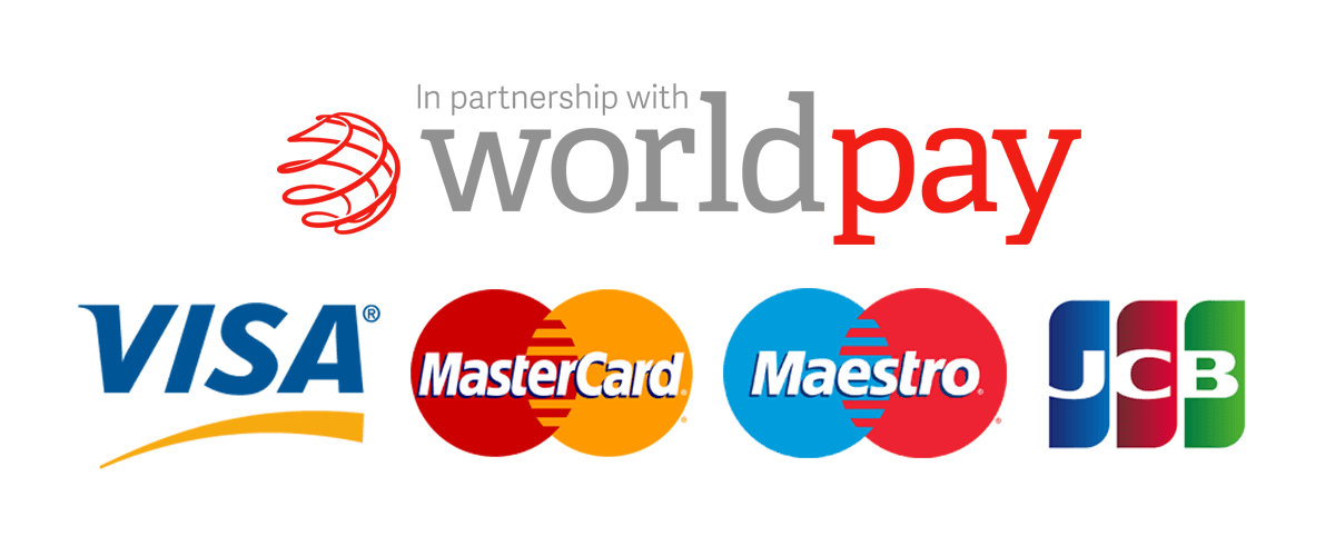 Card payments accepted: Visa, Mastercard, Maestro and JCB via Worldpay